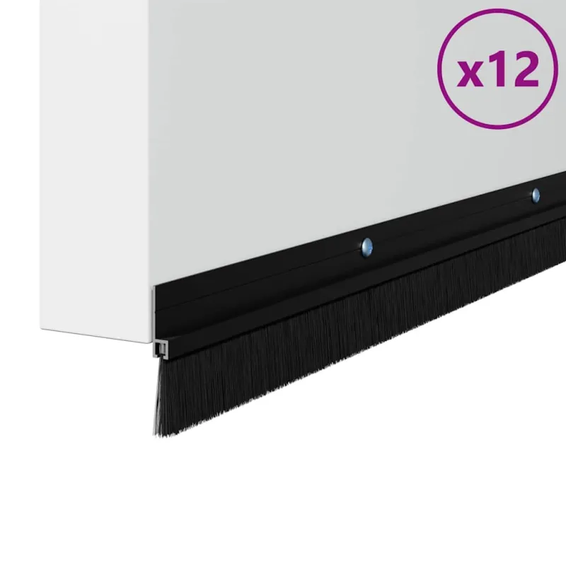 Sukabinamų durų šepetėlių sandarikliai 12 pcs Juoda 100 cm