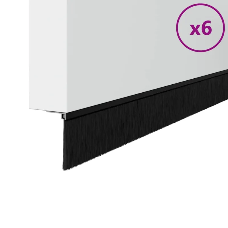 Sukabinamų durų šepetėlių sandarikliai 6 pcs Juoda 100 cm