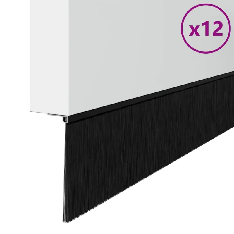 Sukabinamų durų šepetėlių sandarikliai 12 pcs Juoda 100 cm