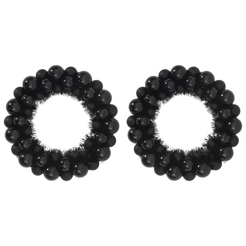 Kalėdų Kamuoliukų Vainikai 2 pcs Juoda 33 x 33 x 7 cm