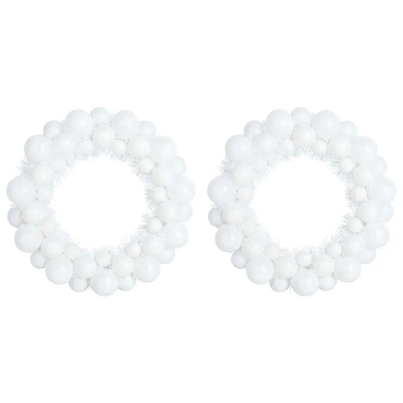 Kalėdų Kamuoliukų Vainikai 2 pcs Balta 33 x 33 x 7 cm