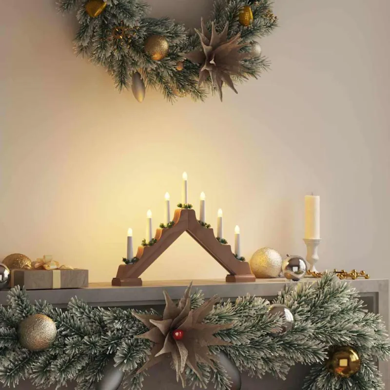 Kalėdų žvakių tiltas su 7 LED Ruda 39.5 x 5 x 29 cm