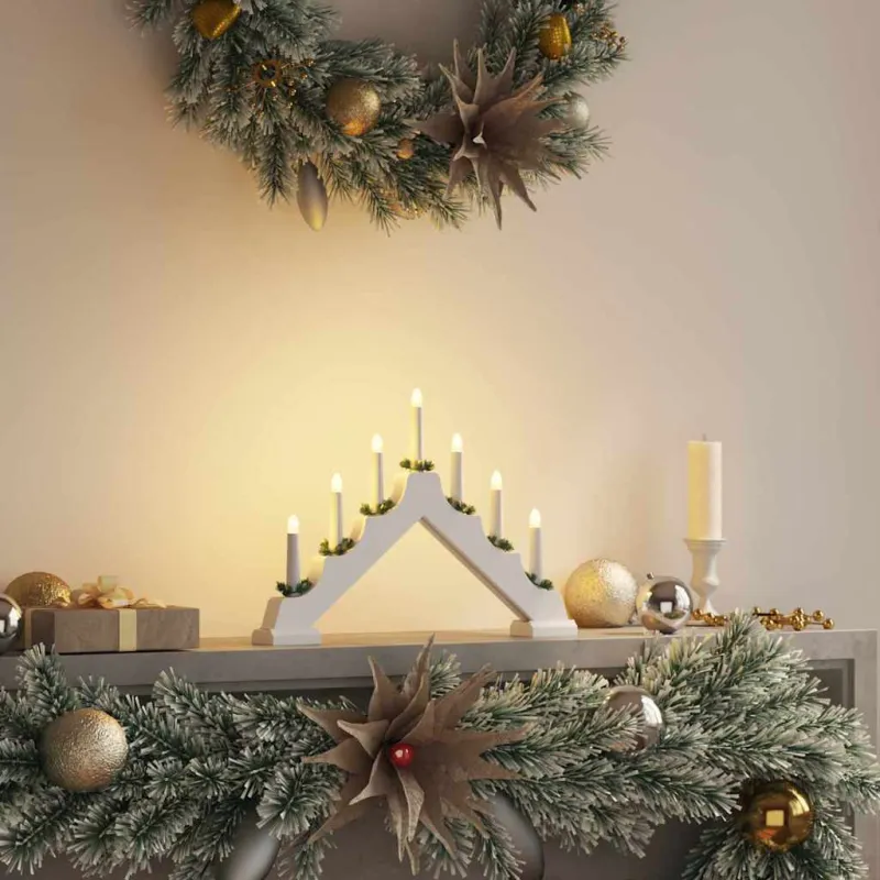 Kalėdų žvakių tiltas su 7 LED Balta 39.5 x 5 x 29 cm