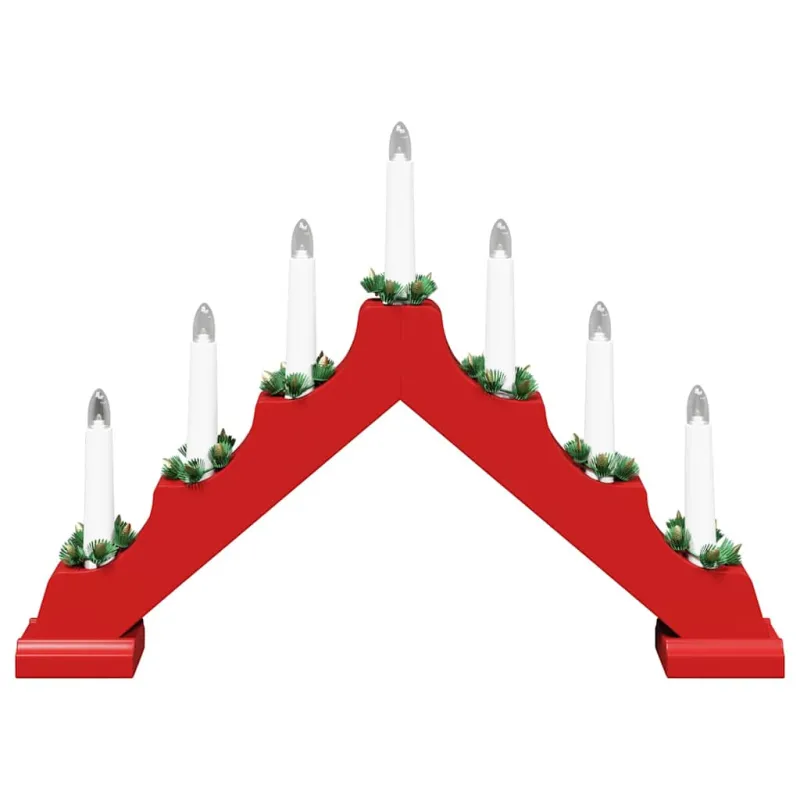 Kalėdų žvakių tiltas su 7 LED 3 pcs Raudona 39.5 x 5 x 29 cm