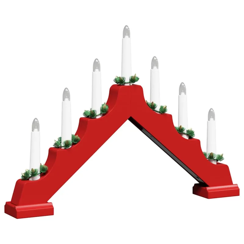 Kalėdų žvakių tiltas su 7 LED 3 pcs Raudona 39.5 x 5 x 29 cm