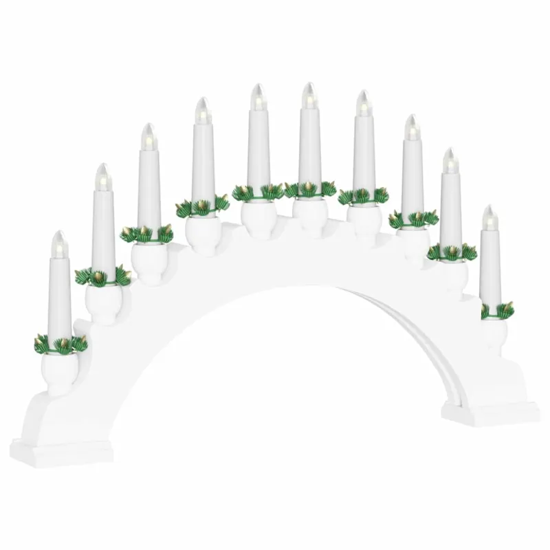 Kalėdų žvakių arkos su 10 LED žvakių Balta 47 x 5 x 29 cm