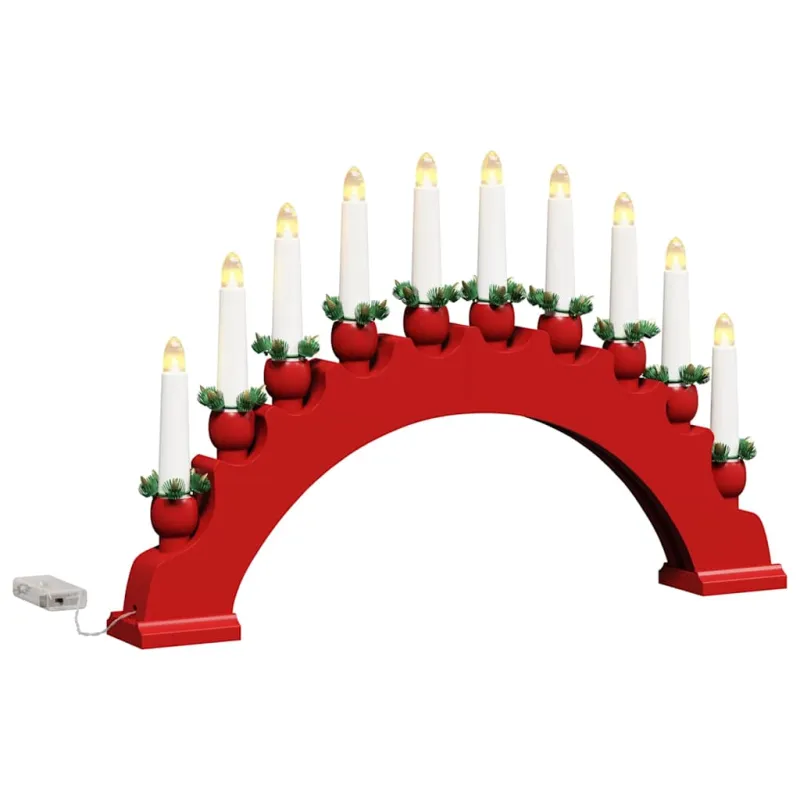 Kalėdų žvakių arkos su 10 LED žvakių 3 pcs Raudona