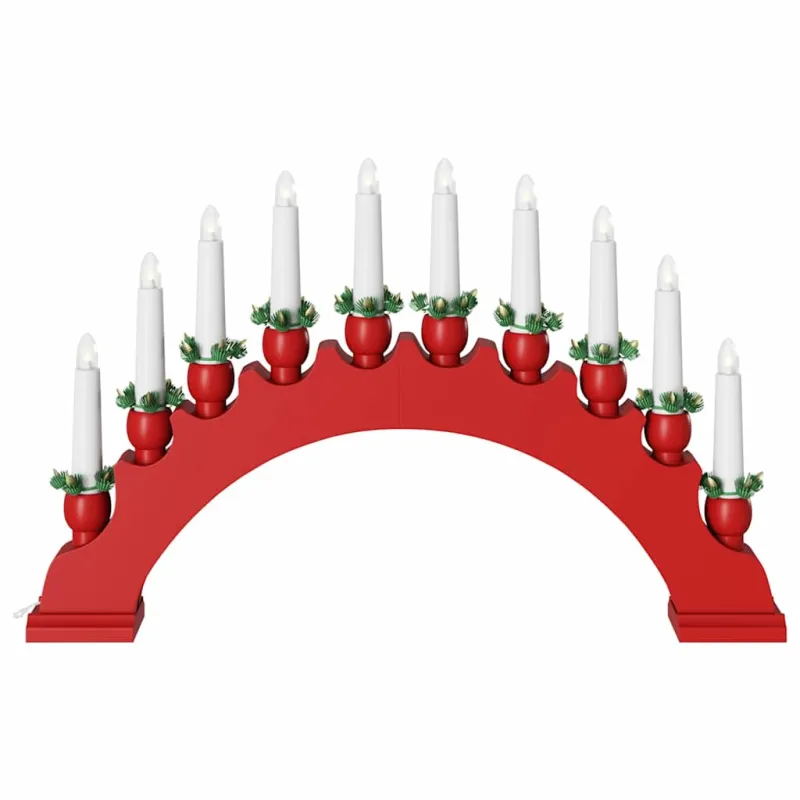 Kalėdų žvakių arkos su 10 LED žvakių 3 pcs Raudona