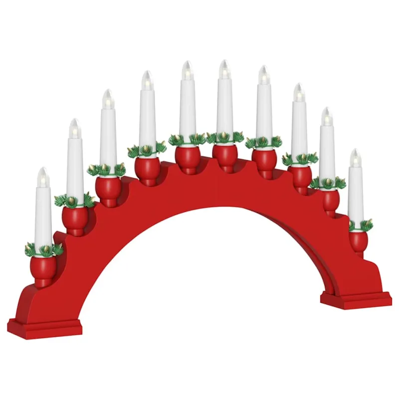 Kalėdų žvakių arkos su 10 LED žvakių 3 pcs Raudona