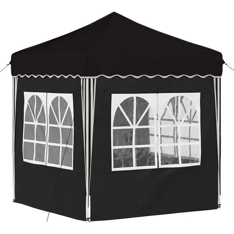 Pop-up šventinis palapinė 195 x 195 x 245 cm Juoda