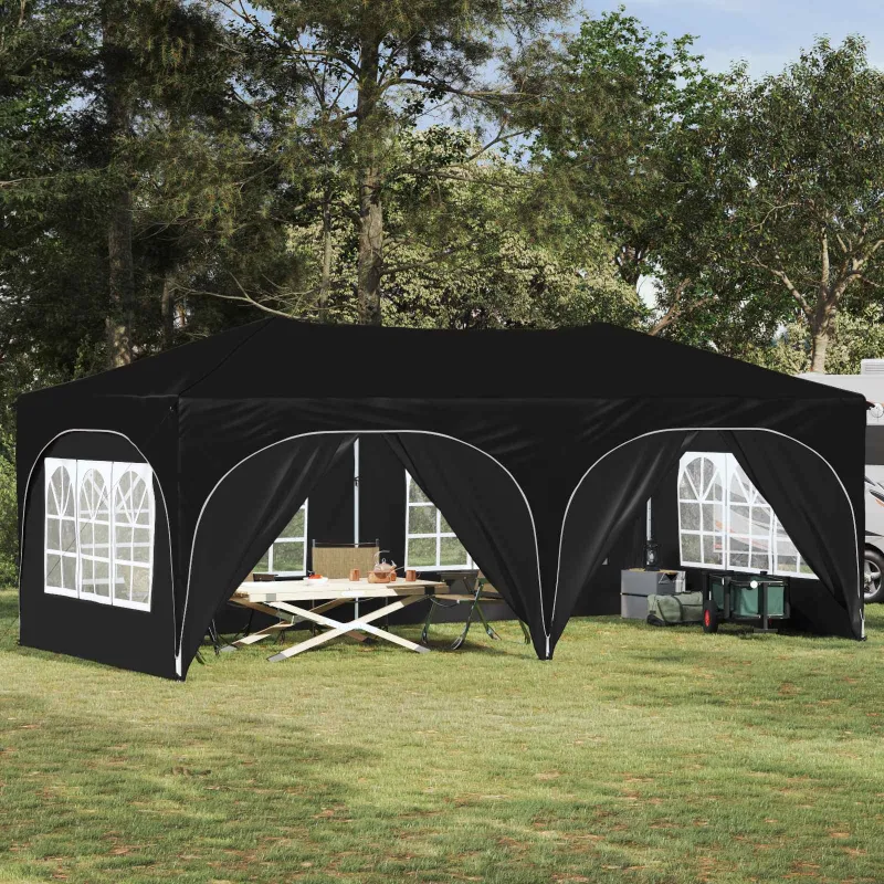 Pop-up šventinis palapinė 575 x 288 x 245 cm Juoda