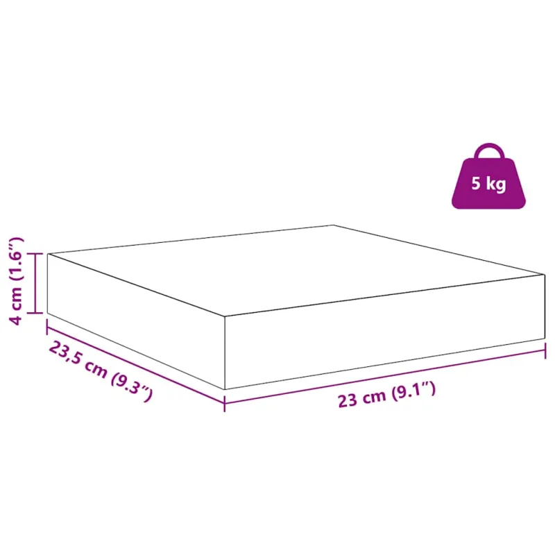 Sieninė lentyna 2 pcs Raudona 23 x 23,5 x 4 cm Apdirbta mediena