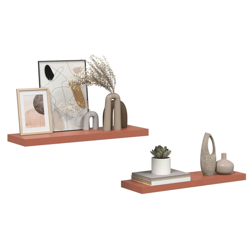 Sieninė lentyna 2 pcs Raudona 80 x 23,5 x 4 cm Apdirbta mediena