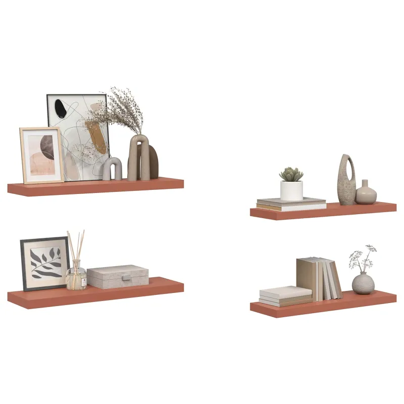 Sieninė lentyna 4 pcs Raudona 80 x 23,5 x 4 cm Apdirbta mediena
