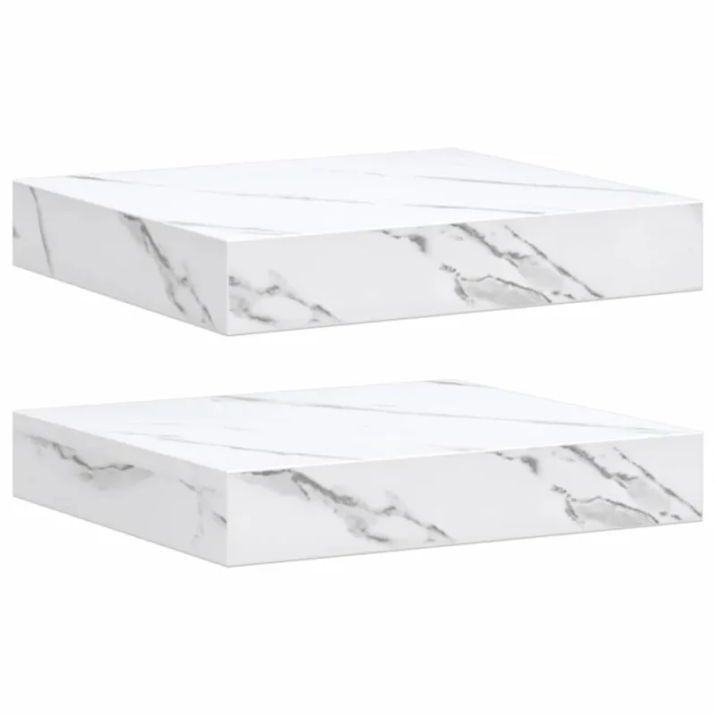 Sieninė lentyna 2 pcs Balti marmuro 23 x 23,5 x 4 cm