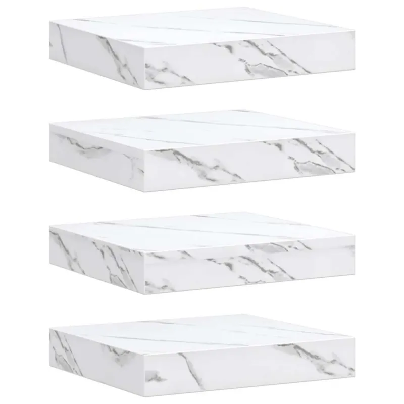 Sieninė lentyna 4 pcs Balti marmuro 23 x 23,5 x 4 cm