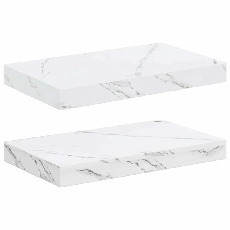 Sieninė lentyna 2 pcs Balti marmuro 40 x 23,5 x 4 cm