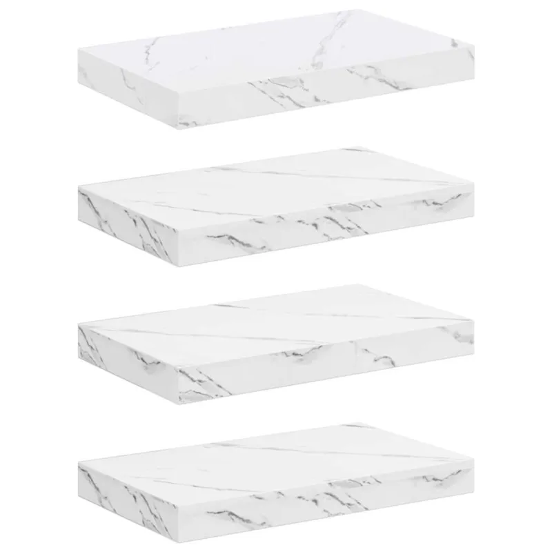 Sieninė lentyna 4 pcs Balti marmuro 40 x 23,5 x 4 cm