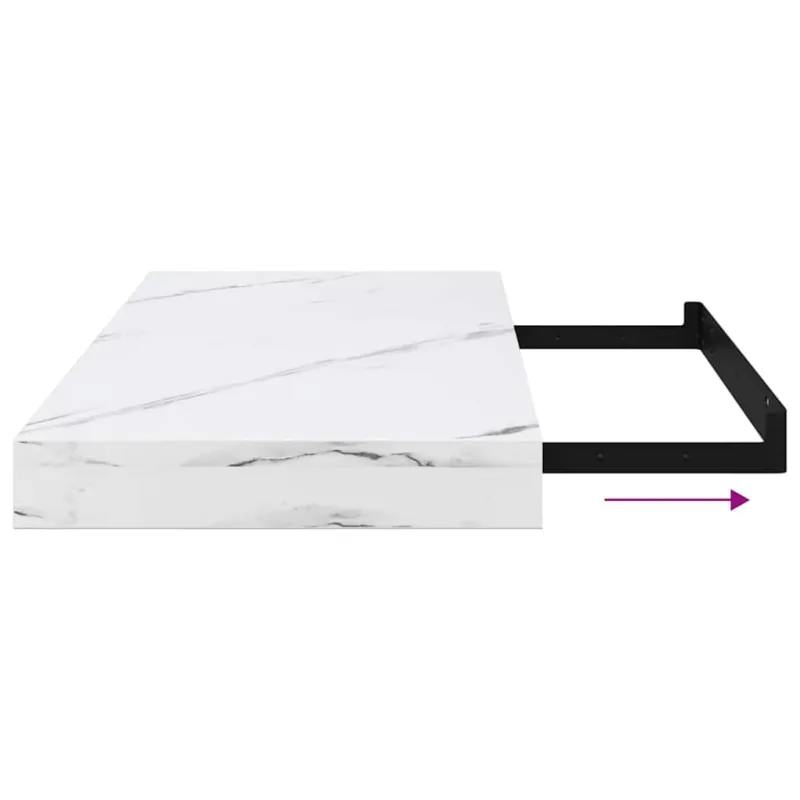 Sieninė lentyna 2 pcs Balti marmuro 50 x 23,5 x 4 cm