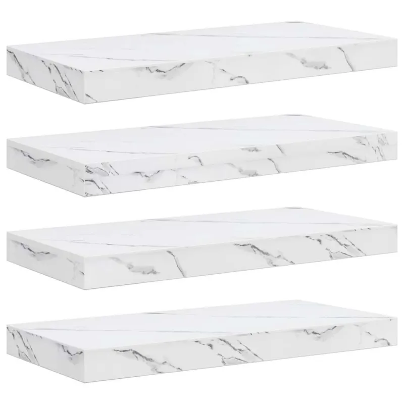 Sieninė lentyna 4 pcs Balti marmuro 50 x 23,5 x 4 cm