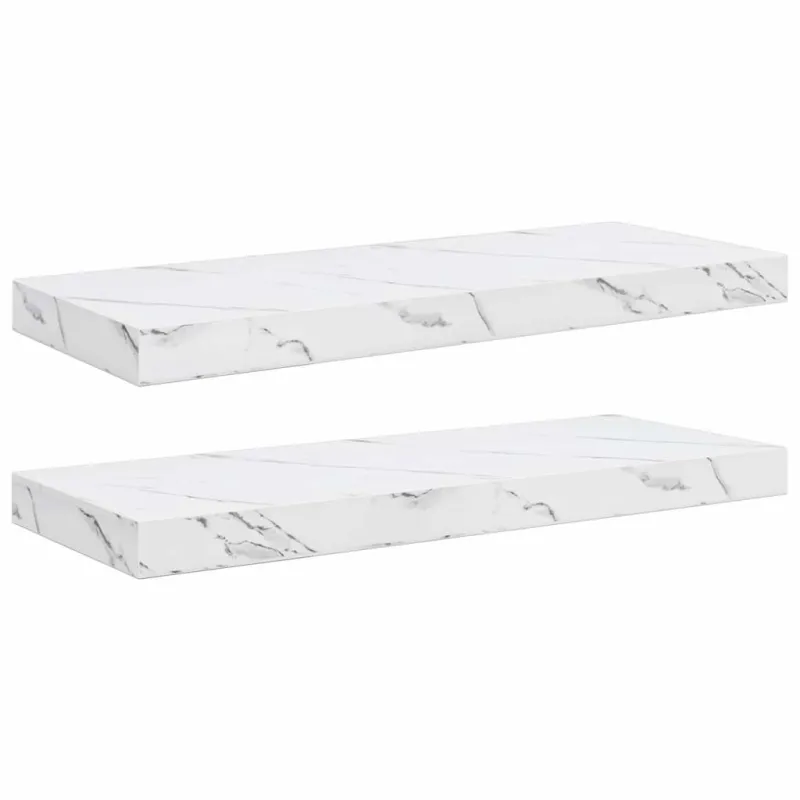Sieninė lentyna 2 pcs Balti marmuro 60 x 23,5 x 4 cm
