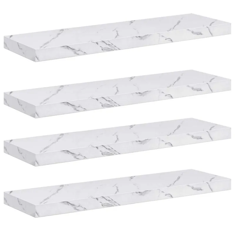 Sieninė lentyna 4 pcs Balti marmuro 80 x 23,5 x 4 cm