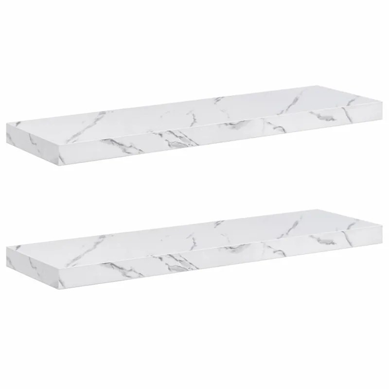 Sieninė lentyna 2 pcs Balti marmuro 90 x 23,5 x 4 cm