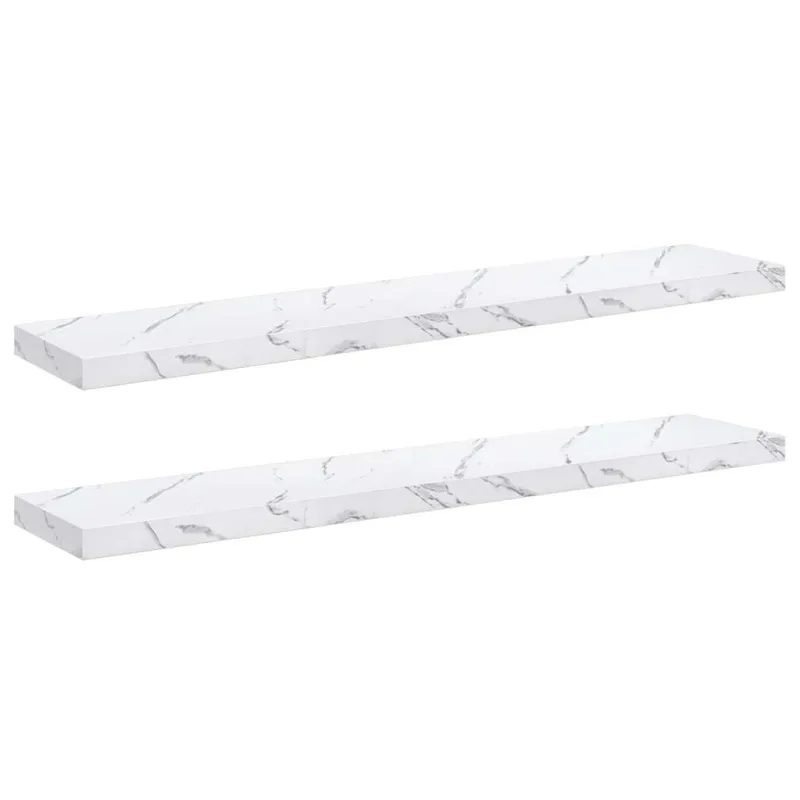 Sieninė lentyna 2 pcs Balti marmuro 120 x 23,5 x 4 cm