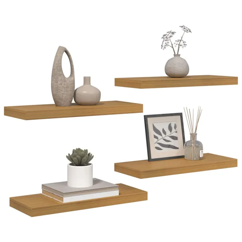 Sieninė lentyna 4 pcs Smėlio 60 x 23 x 4 cm Apdirbta mediena