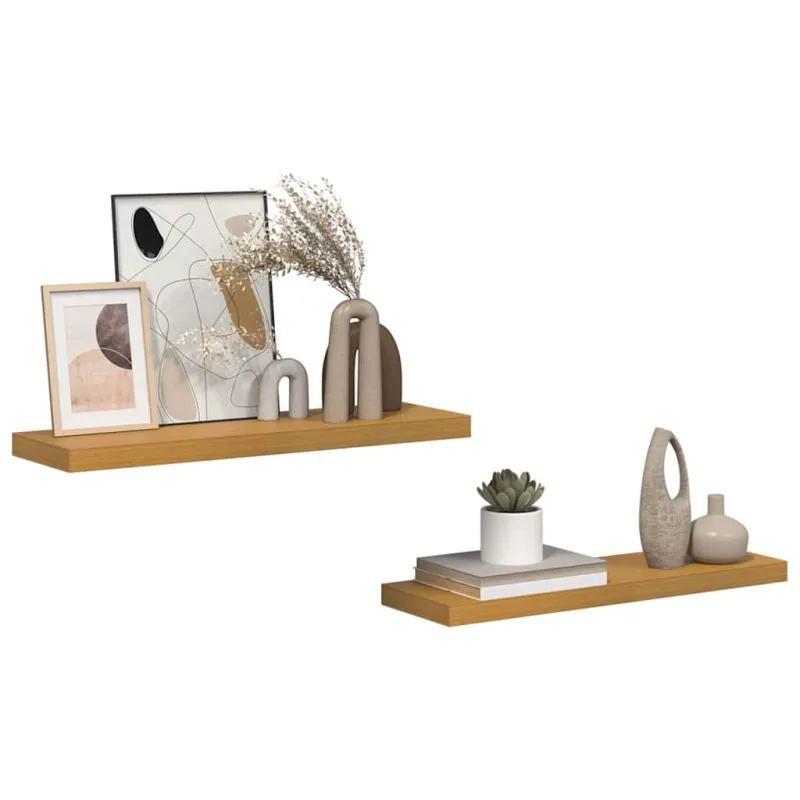 Sieninė lentyna 2 pcs Smėlio 80 x 23,5 x 4 cm Apdirbta mediena