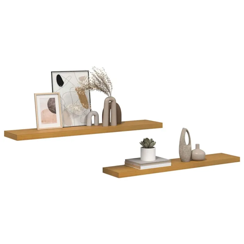 Sieninė lentyna 2 pcs Smėlio 120 x 23,5 x 4 cm Apdirbta mediena