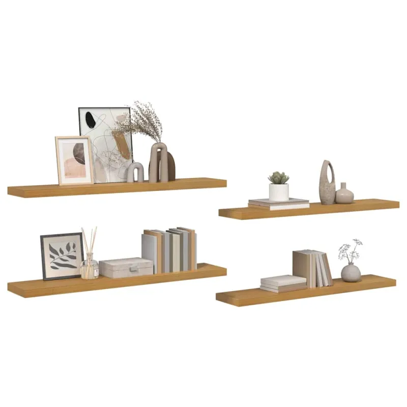 Sieninė lentyna 4 pcs Smėlio 120 x 23,5 x 4 cm Apdirbta mediena