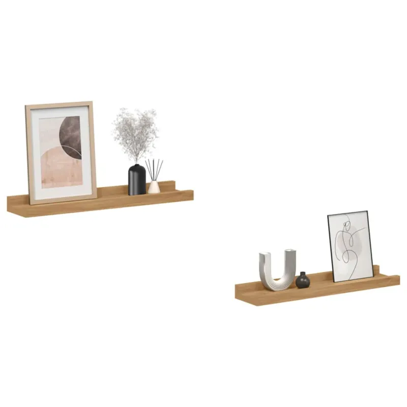 Sieninė lentyna 2 pcs Ruda 40 x 9 x 3 cm Apdirbta mediena