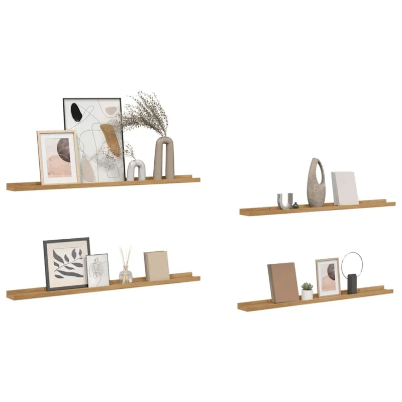 Sieninė lentyna 4 pcs Ruda 100 x 9 x 3 cm Apdirbta mediena