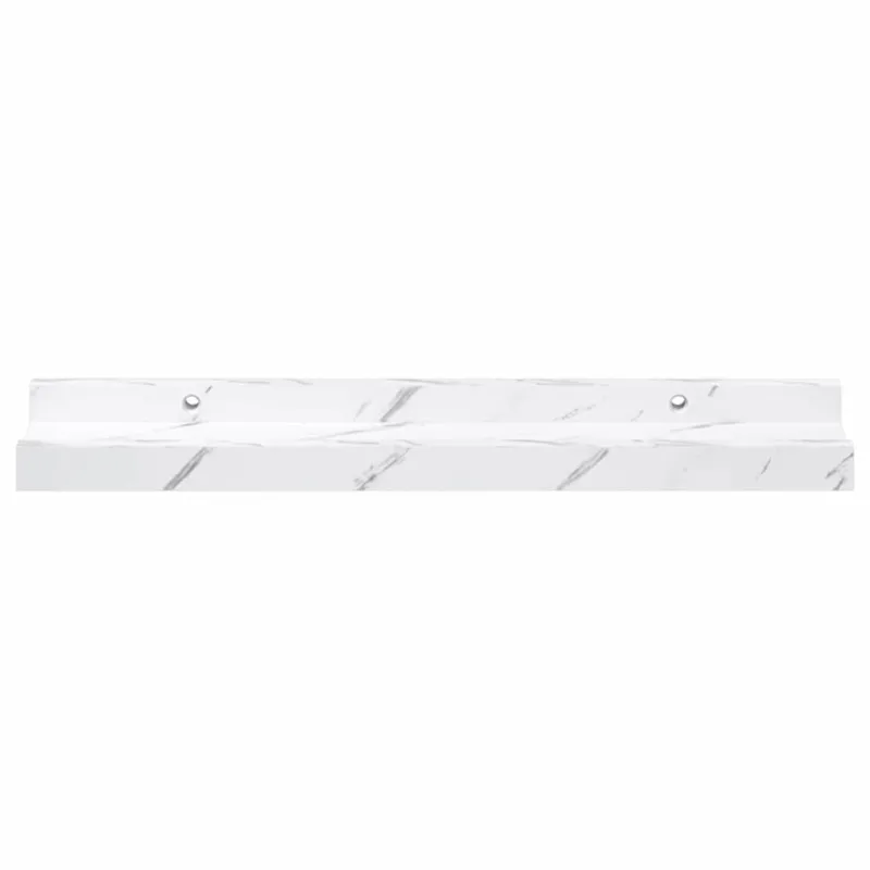 Sieninė lentyna su lentyna 2 pcs Balti marmuro 40 x 9 x 3 cm