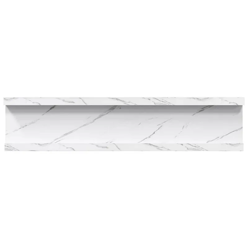 Sieninė lentyna su lentyna 2 pcs Balti marmuro 40 x 9 x 3 cm