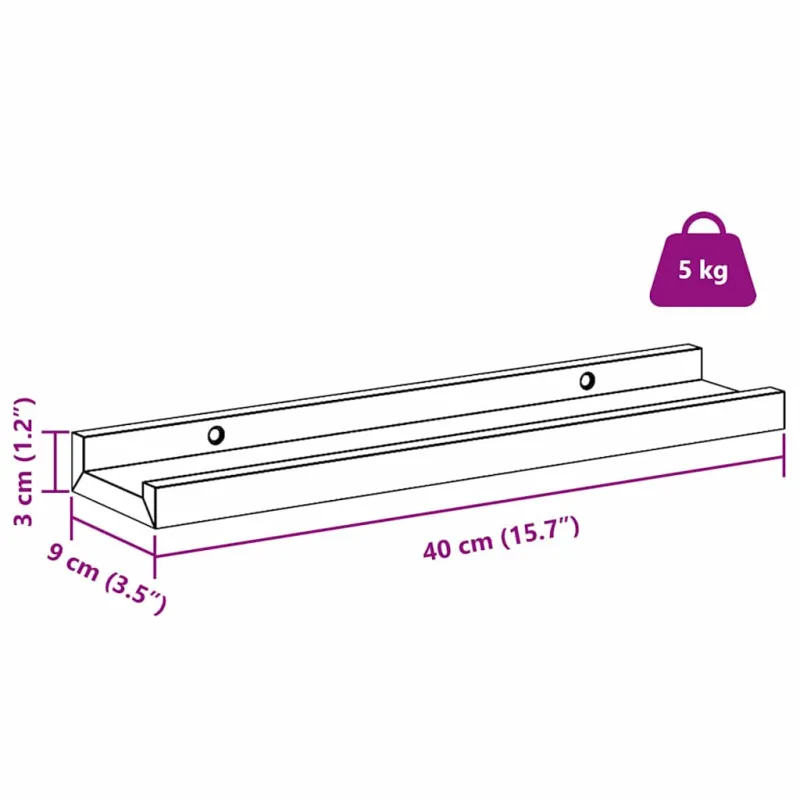 Sieninė lentyna su lentyna 2 pcs Balti marmuro 40 x 9 x 3 cm