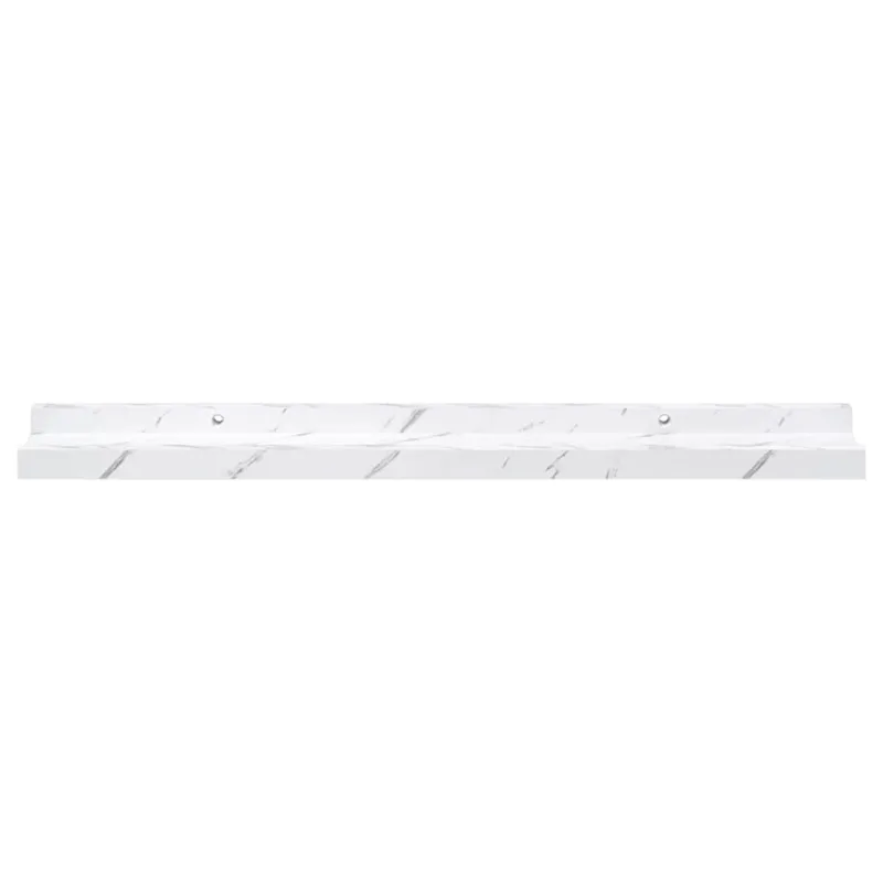 Sieninė lentyna su lentyna 2 pcs Balti marmuro 60 x 9 x 3 cm