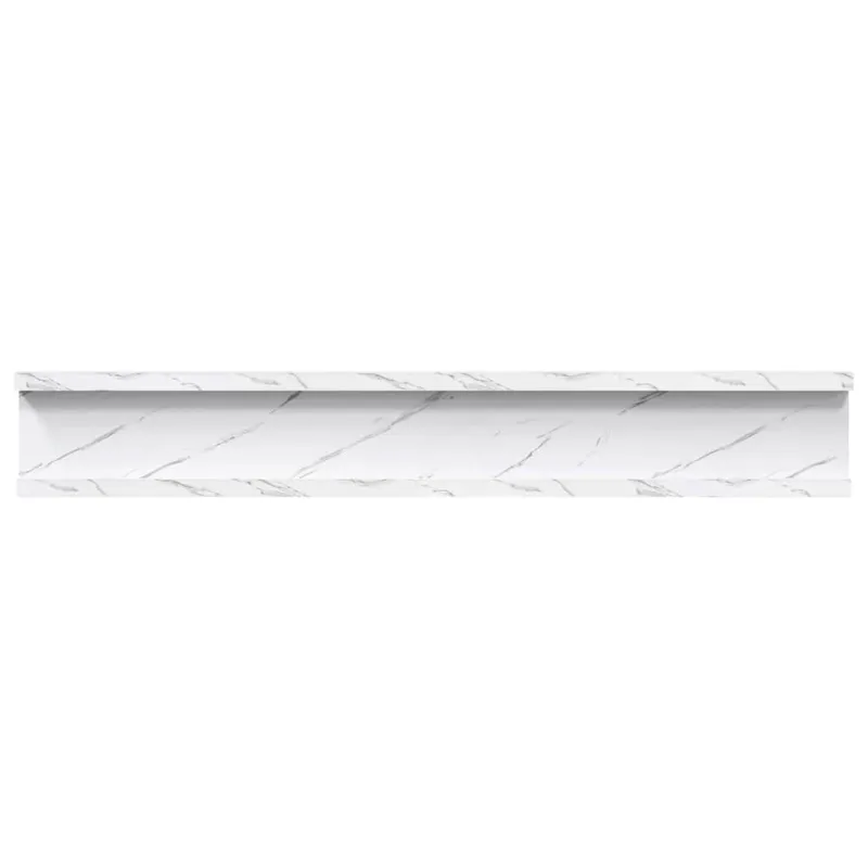 Sieninė lentyna su lentyna 2 pcs Balti marmuro 60 x 9 x 3 cm
