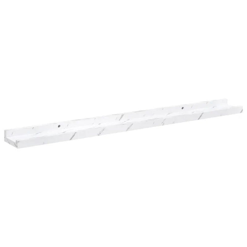 Sieninė lentyna su lentyna 2 pcs Balti marmuro 80 x 9 x 3 cm