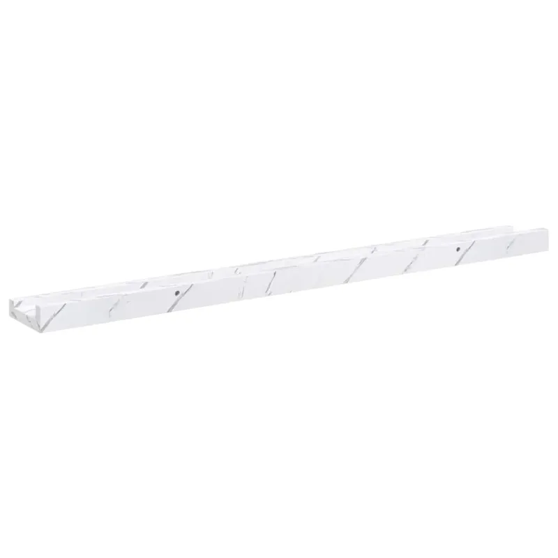 Sieninė lentyna su lentyna 2 pcs Balti marmuro 80 x 9 x 3 cm