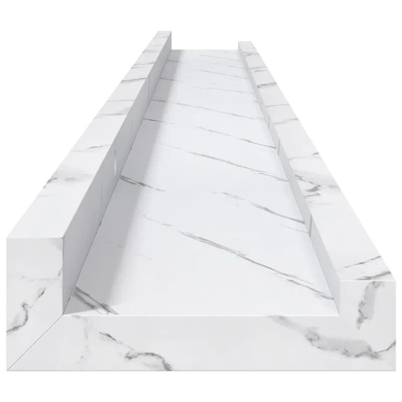 Sieninė lentyna su lentyna 2 pcs Balti marmuro 100 x 9 x 3 cm