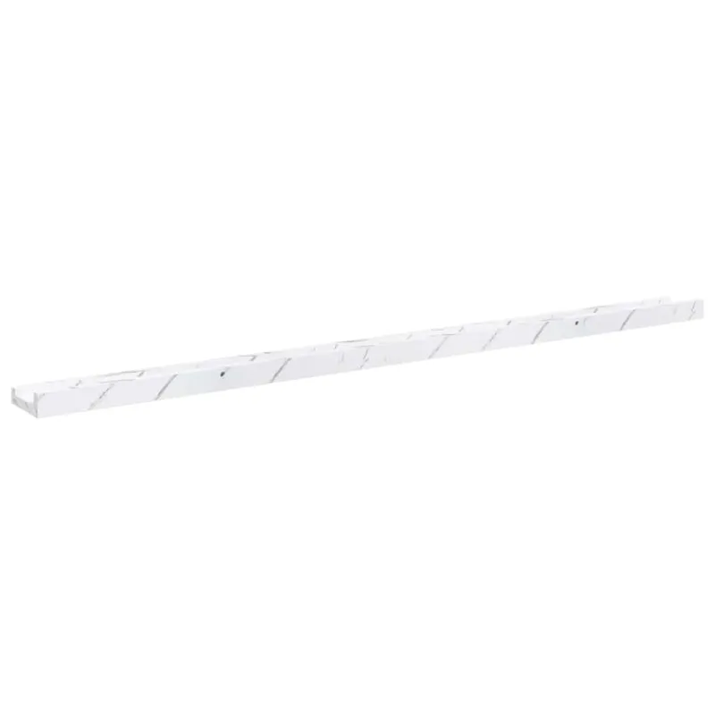 Sieninė lentyna su lentyna 2 pcs Balti marmuro 115 x 9 x 3 cm