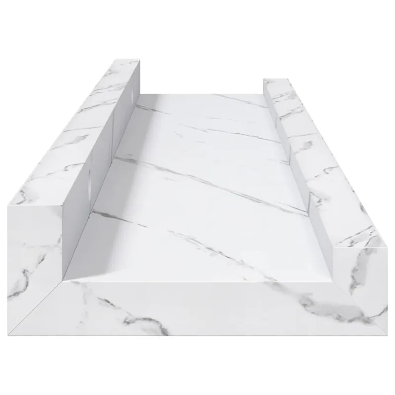 Sieninė lentyna su lentyna 4 pcs Balti marmuro 40 x 9 x 3 cm