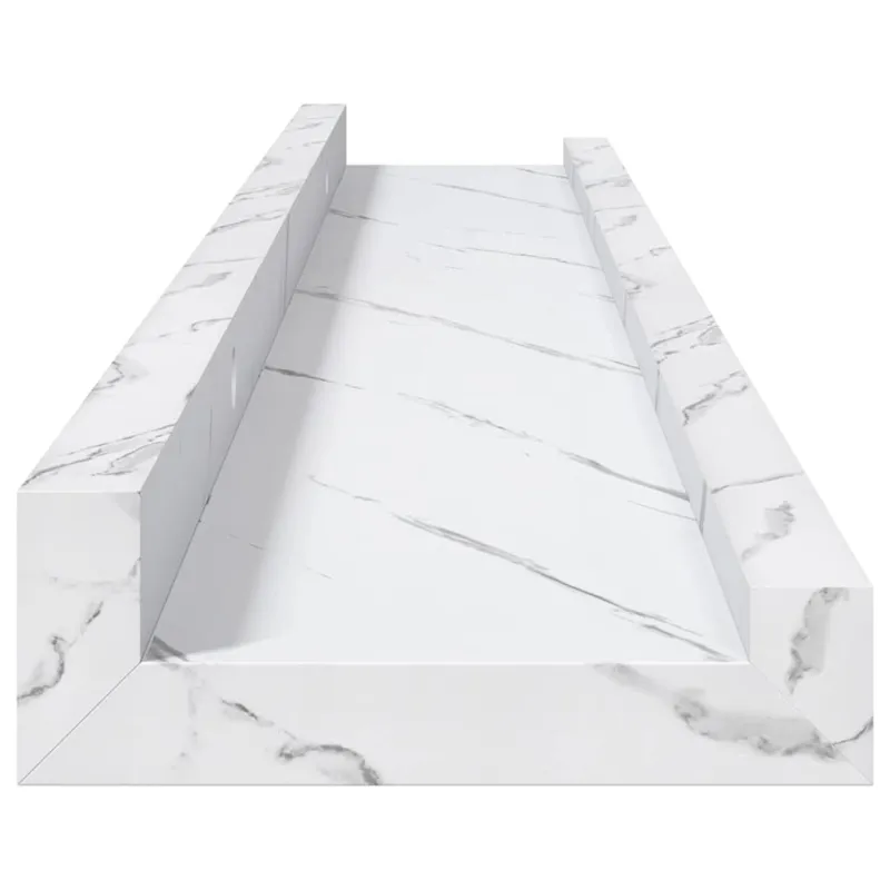 Sieninė lentyna su lentyna 4 pcs Balti marmuro 60 x 9 x 3 cm