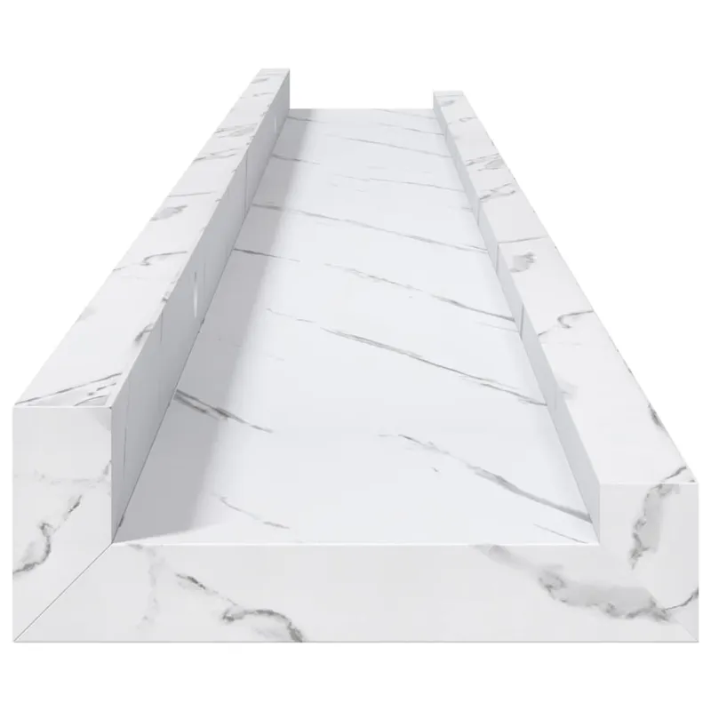 Sieninė lentyna su lentyna 4 pcs Balti marmuro 80 x 9 x 3 cm