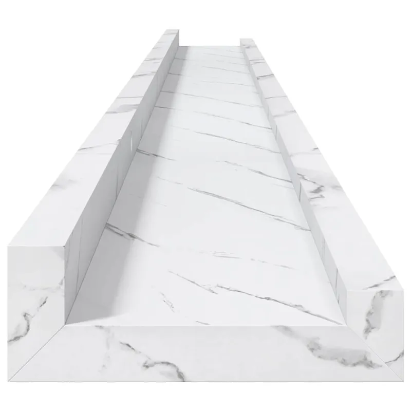 Sieninė lentyna su lentyna 4 pcs Balti marmuro 115 x 9 x 3 cm