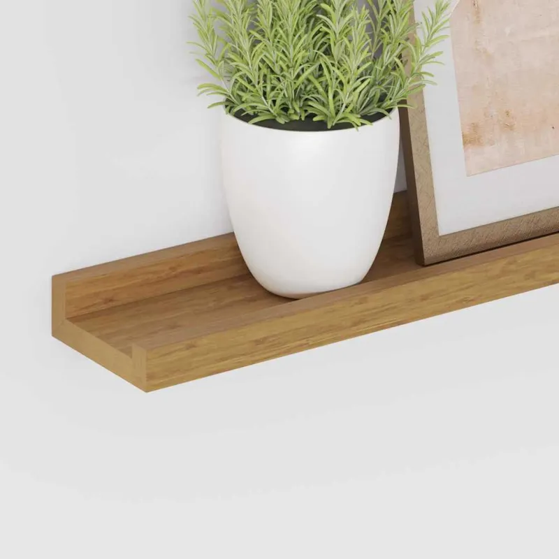 Sieninė lentyna 2 pcs Smėlio 60 x 9 x 3 cm Apdirbta mediena