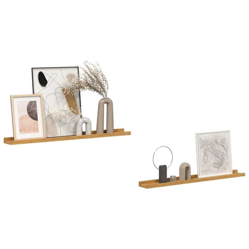 Sieninė lentyna 2 pcs Smėlio 80 x 9 x 3 cm Apdirbta mediena