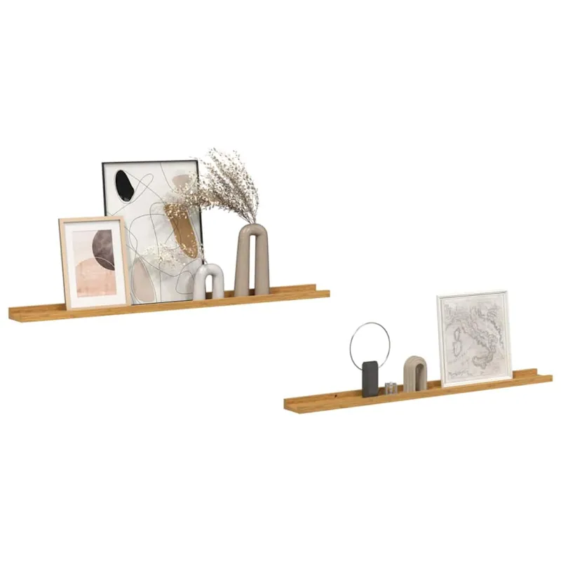 Sieninė lentyna 2 pcs Smėlio 100 x 9 x 3 cm Apdirbta mediena